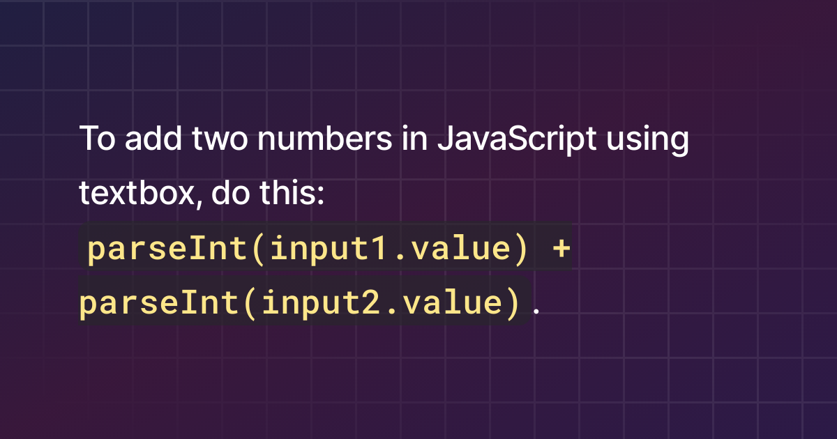 addition of two numbers using textbox in javascript