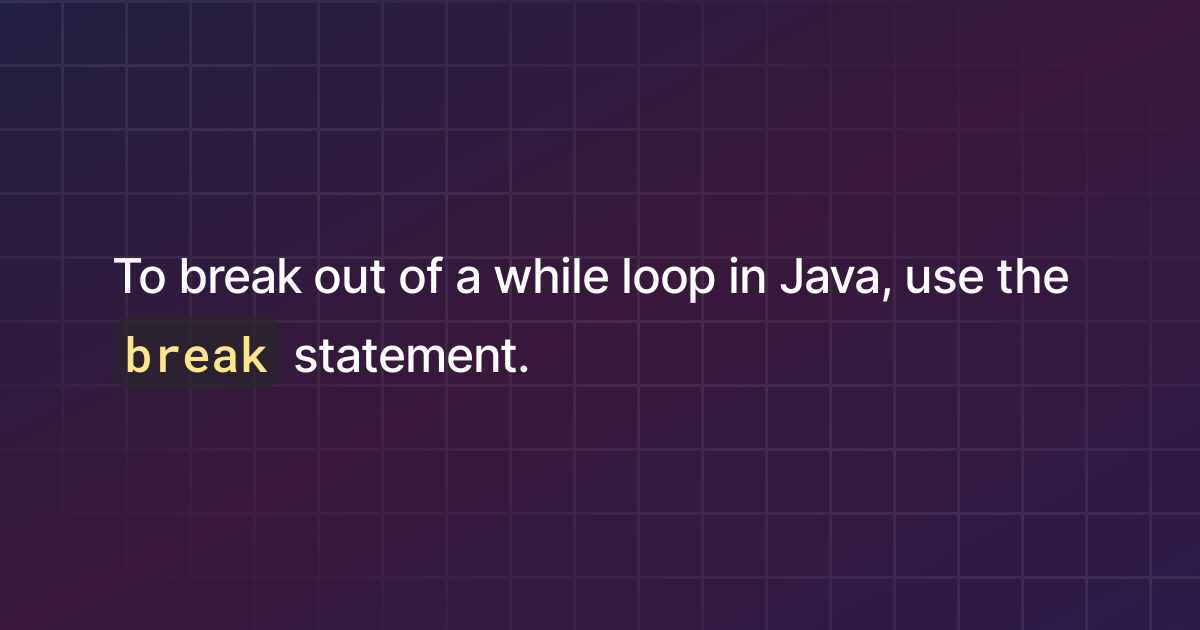 How To Break Out Of A While Loop In Java 