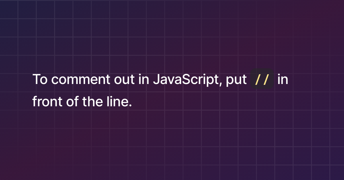 How to comment out in javascript 