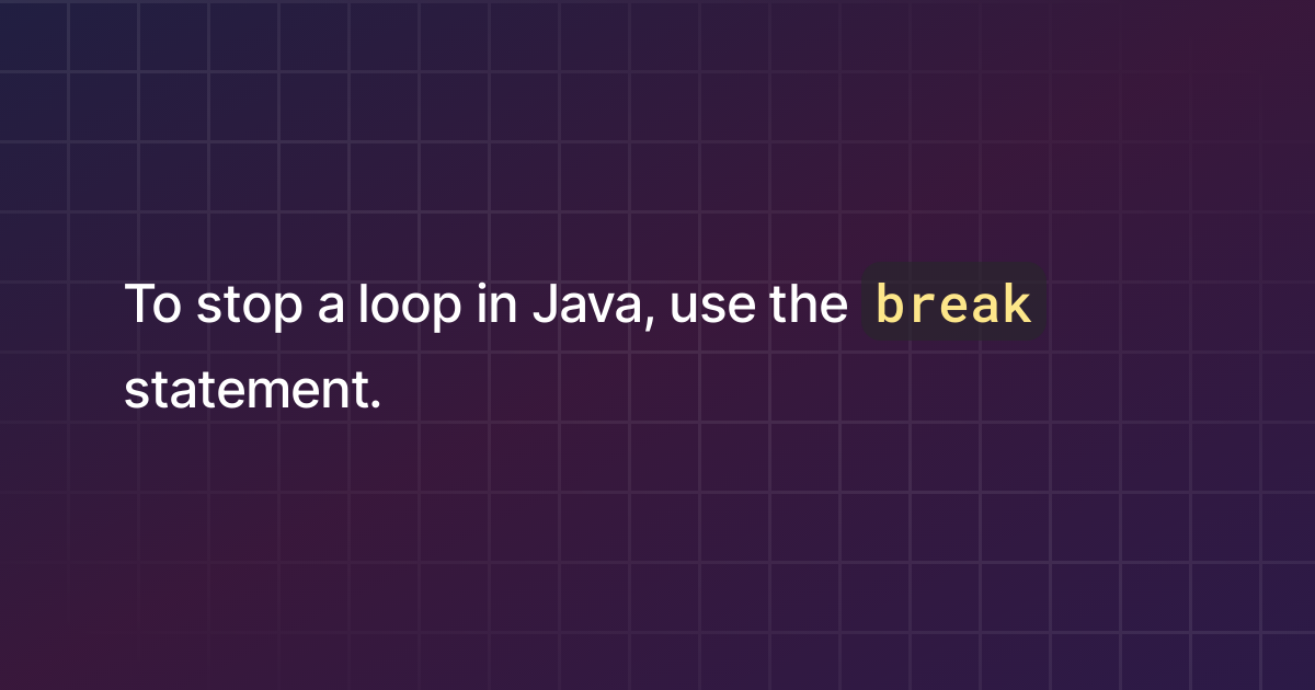 how-to-stop-a-loop-in-java